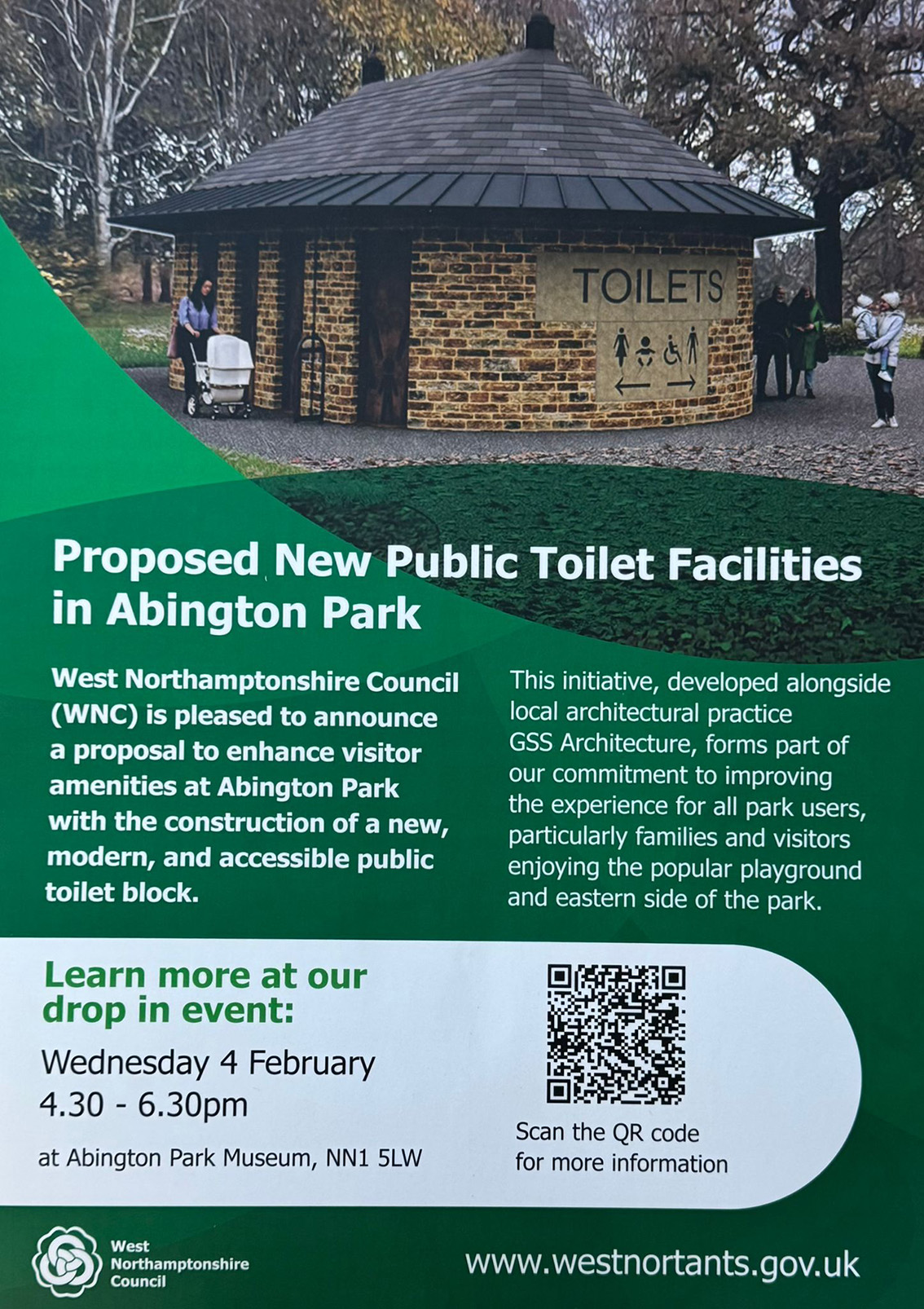 Proposed new public toilets at Abington Park